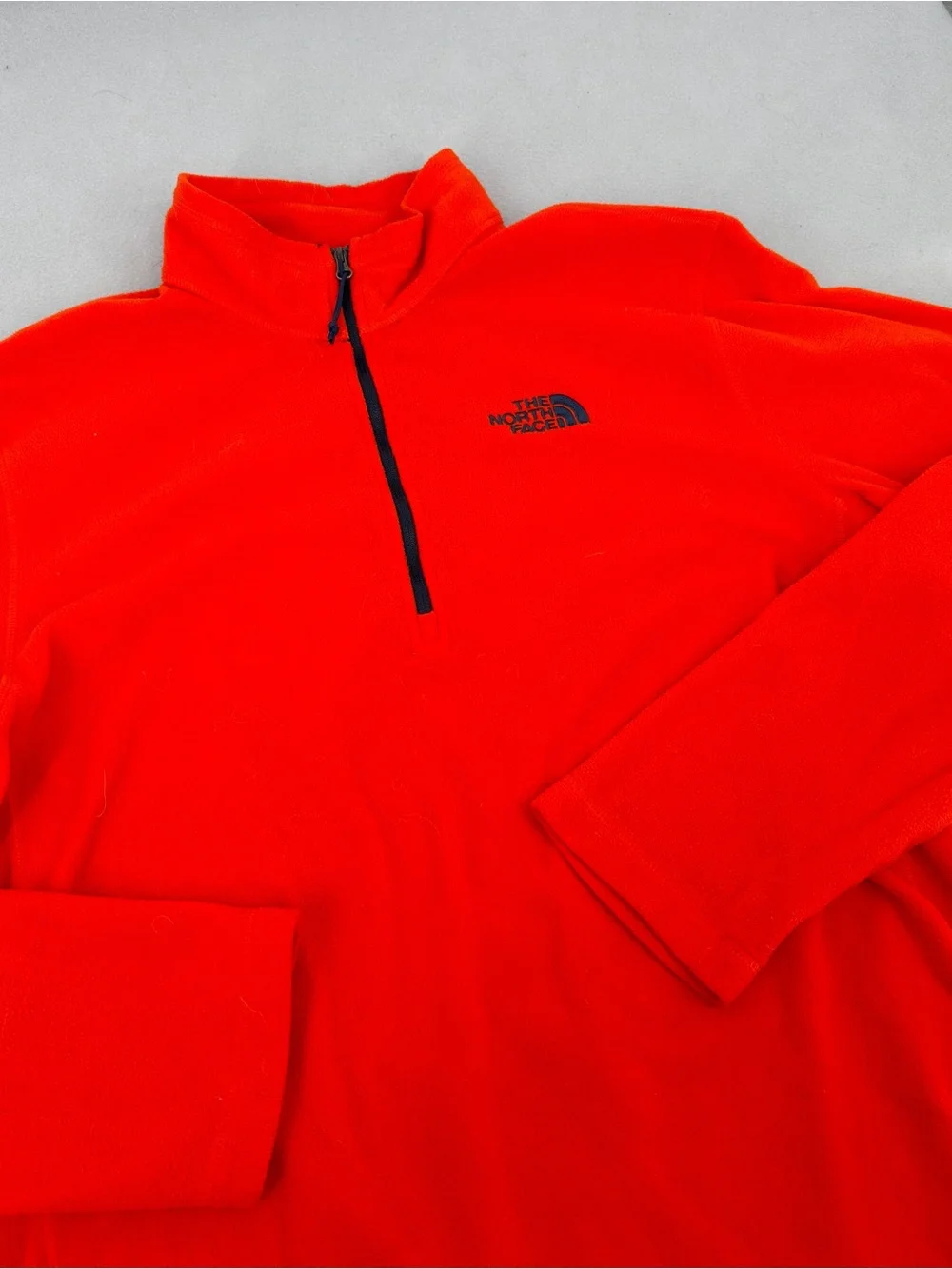 The North Face Orange 1/4 Zip Fleece Jacket Medium Mens